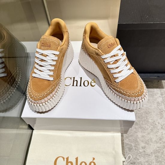 Chloe Hand Stitched Leather Upper Lightweight Casual Sneakers