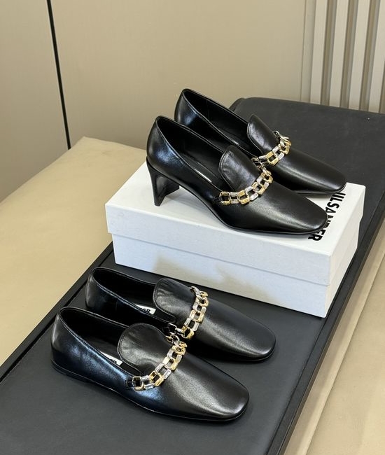 Jil Sanders Soft Sheepskin Leather Flats with Decorative Chain