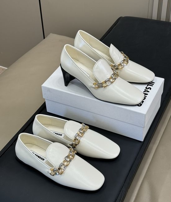 Jil Sanders Soft Sheepskin Leather Flats with Decorative Chain