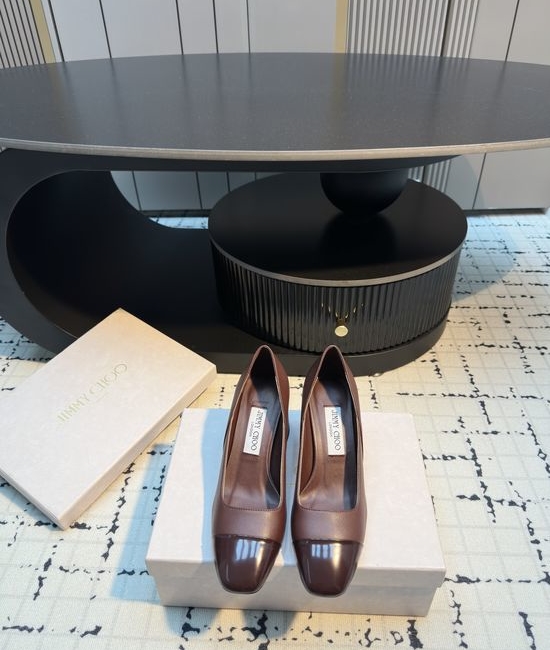 Jimmy Choo Chunky Heel Casual Pumps Soft Genuine Leather