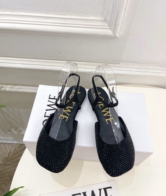 Loewe Rhinestone Decor Ballet Flats Elegant Multi Heel Height Footwear