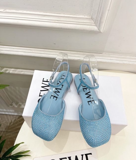 Loewe Rhinestone Decor Ballet Flats Elegant Multi Heel Height Footwear