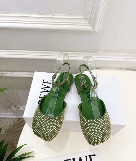 Loewe Rhinestone Decor Ballet Flats Elegant Multi Heel Height Footwear