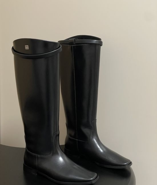 Toteme Square Toe Leather Knee High Riding Boots