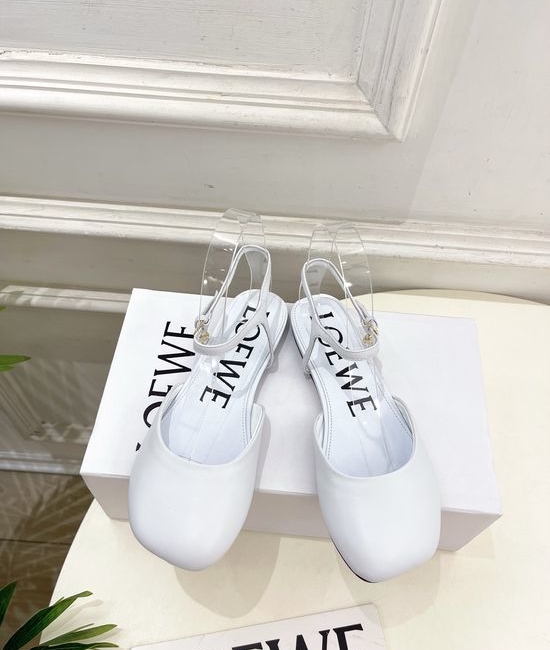 Loewe Ankle Strap Soft Leather Ballet Flat Shoes