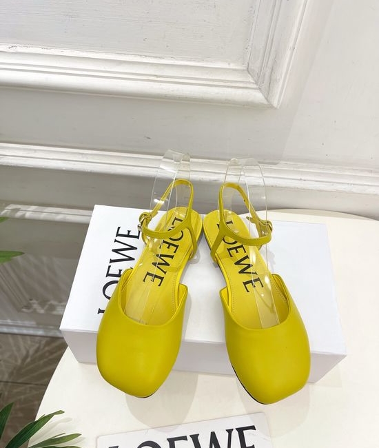 Loewe Ankle Strap Soft Leather Ballet Flat Shoes