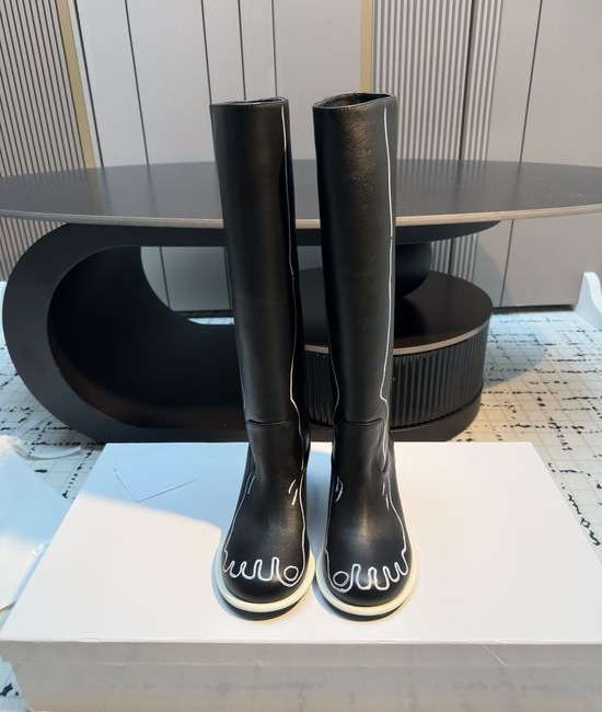 The Row Artisan Hand Painted Calfskin High Boots Unique Premium Footwear