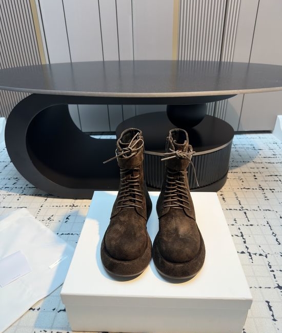 The Row Minimalist Round Toe Lace Up Platform Ankle Boots