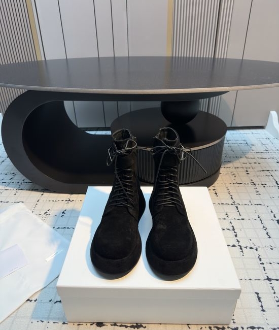 The Row Minimalist Round Toe Lace Up Platform Ankle Boots