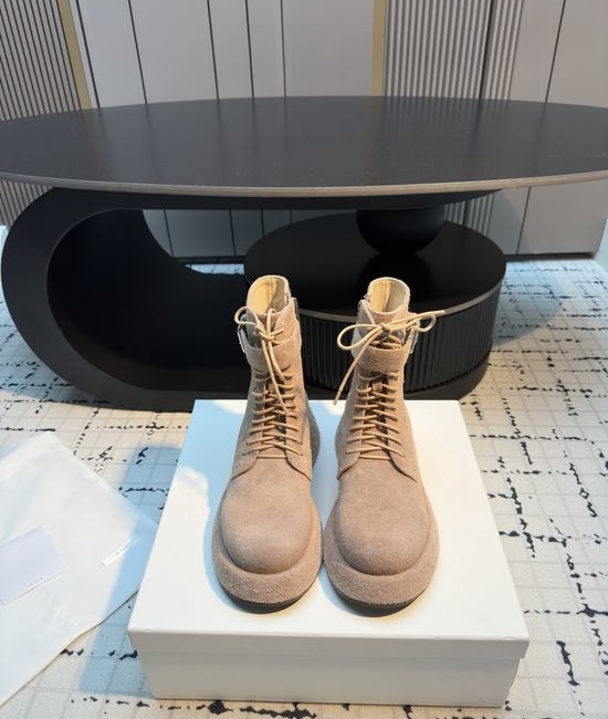 The Row Minimalist Round Toe Lace Up Platform Ankle Boots