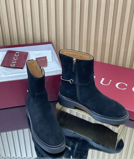 Gucci Velvet Suede Horsebit Chelsea Ankle Boots