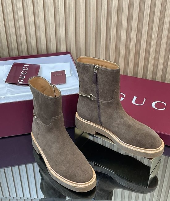 Gucci Velvet Suede Horsebit Chelsea Ankle Boots