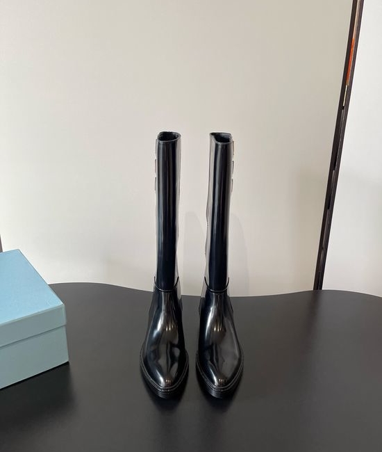 Prada Pointed Toe Platform Chunky Heel Biker Boots