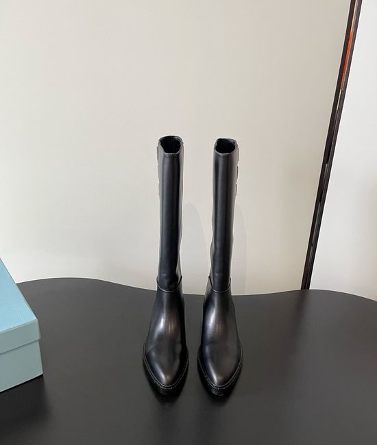Prada Pointed Toe Platform Chunky Heel Biker Boots