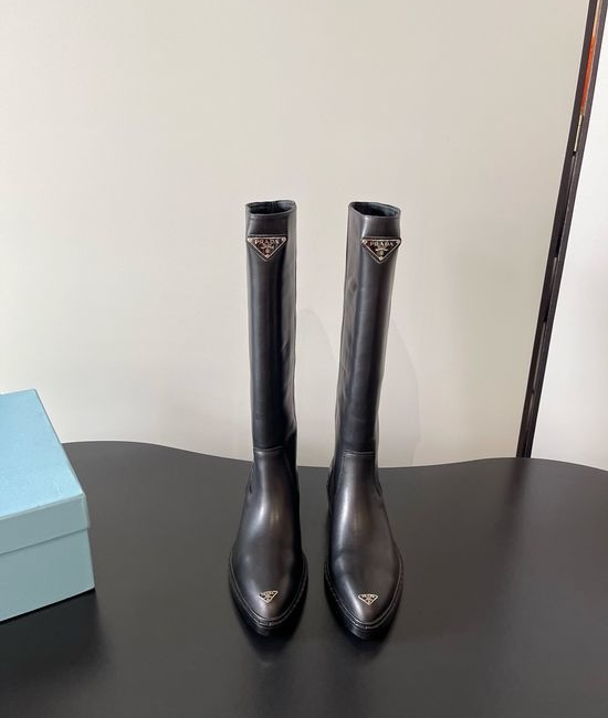 Prada Pointed Toe Platform Chunky Heel Biker Boots