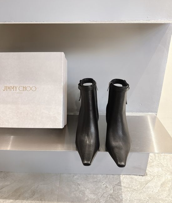 Jimmy Choo Lace-up Pointed Toe Genuine Leather Fashion Sturdy Ankle Boots