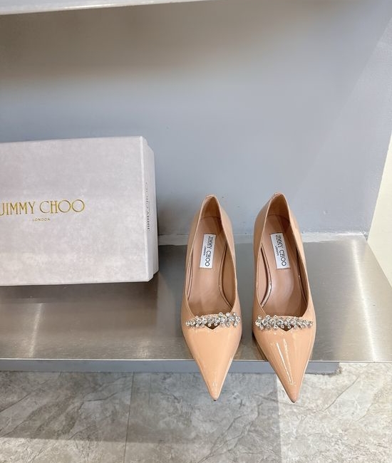 Jimmy Choo Pointed Toe High Heel Genuine Leather Fashion Elegant Dress Shoes