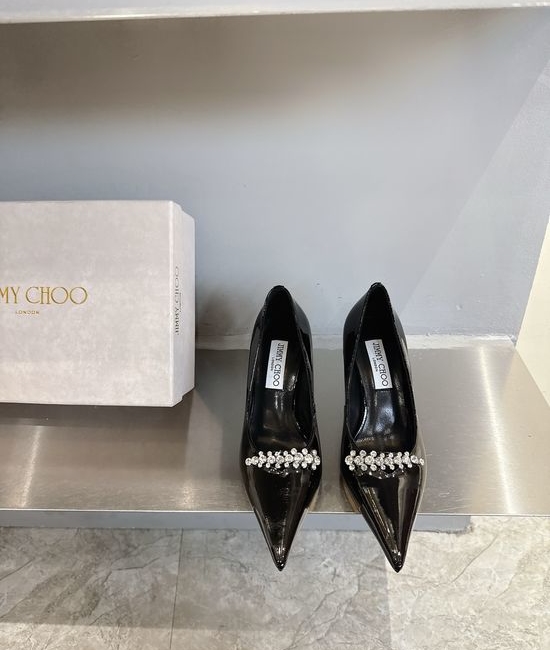 Jimmy Choo Pointed Toe High Heel Genuine Leather Fashion Elegant Dress Shoes