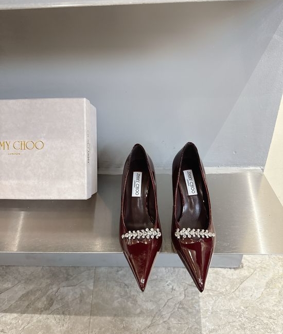 Jimmy Choo Pointed Toe High Heel Genuine Leather Fashion Elegant Dress Shoes