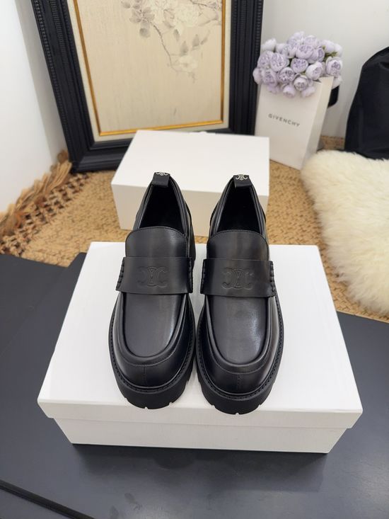 Celine Vintage Chunky Leather Loafers Non-slip Sole