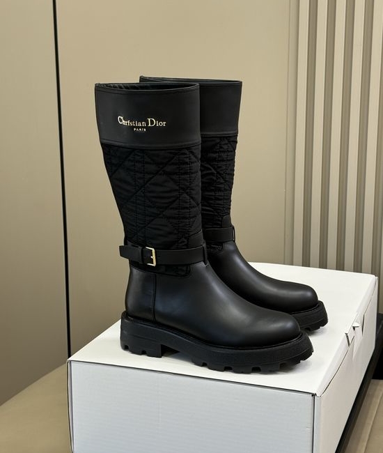 Christian Dior CD Stitched Padded Ankle Boots With Side Zipper Comfortable