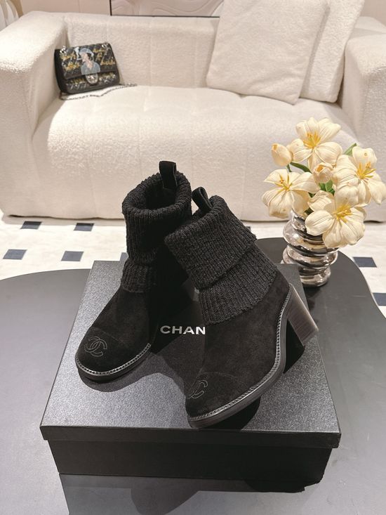Chanel Knitted Stretchy Comfortable Elegant Casual Ankle Boots