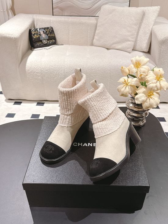 Chanel Knitted Stretchy Comfortable Elegant Casual Ankle Boots