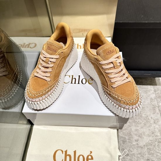 Chloe Hand Stitched Leather Upper Lightweight Casual Sneakers