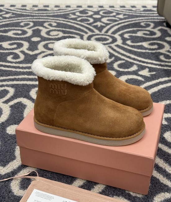 Miu Miu Fur Lined Suede Warm Ankle Boots