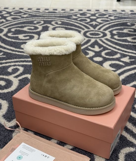 Miu Miu Fur Lined Suede Warm Ankle Boots