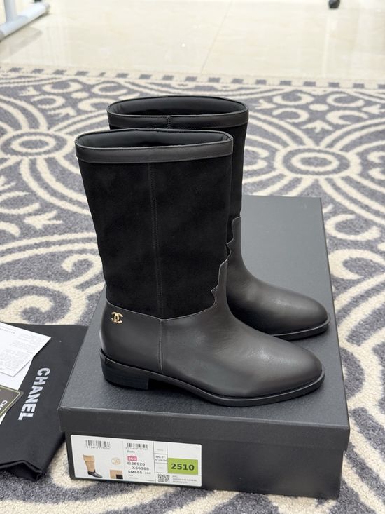 Chanel Suede Spliced Ankle Boots Soft Comfortable Leather Footwear