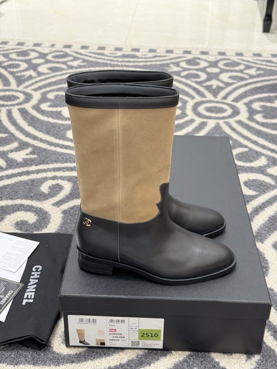 Chanel Suede Spliced Ankle Boots Soft Comfortable Leather Footwear