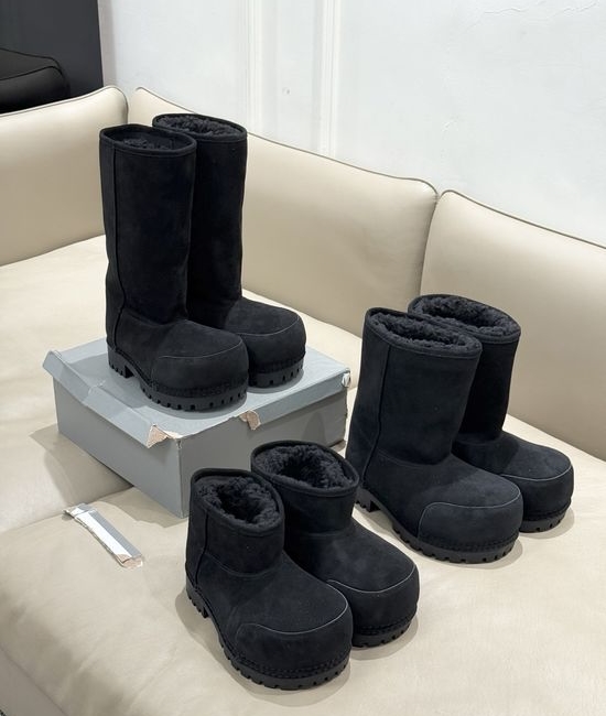 Balenciaga Warm Suede Faux Fur Lined Snow Boots Non-slip Footwear