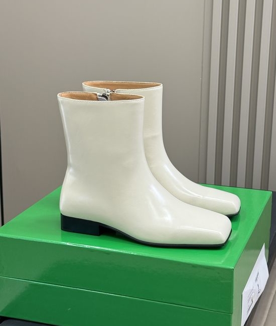 Bottega Veneta BV Square Toe Leather Ankle Boots Premium Comfortable Footwear