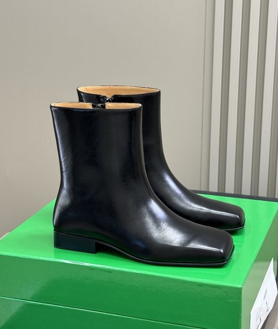 Bottega Veneta BV Square Toe Leather Ankle Boots Premium Comfortable Footwear