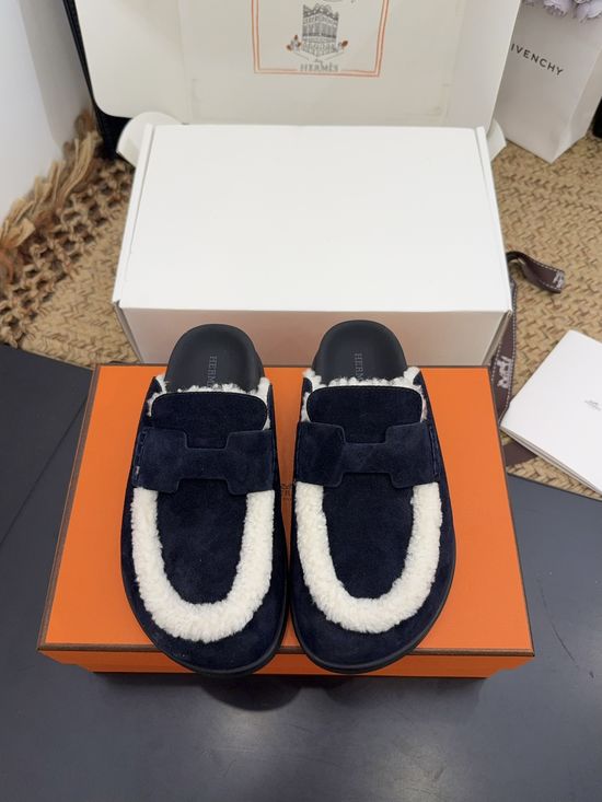 Hermes Retro Suede Warm Shoes with Non-slip Sole