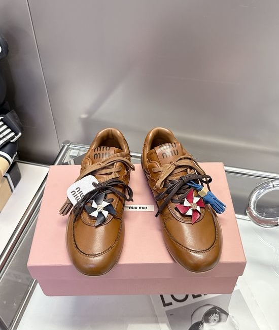 Miu Miu Vintage Genuine Leather Dress Shoes with Metal Buckle