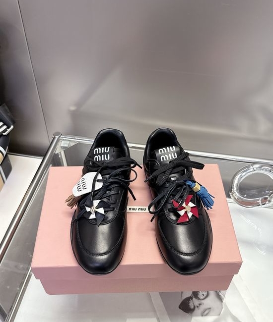 Miu Miu Vintage Genuine Leather Dress Shoes with Metal Buckle
