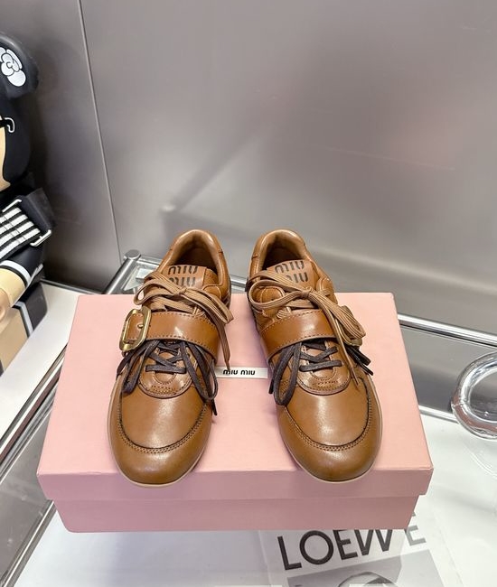 Miu Miu Vintage Genuine Leather Dress Shoes with Metal Buckle