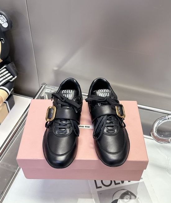 Miu Miu Vintage Genuine Leather Dress Shoes with Metal Buckle