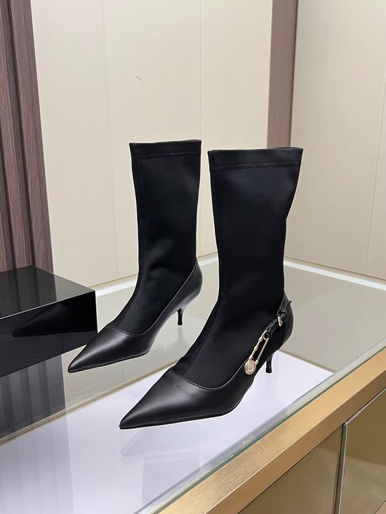 Versace Stretchy Low Heel Slimming Ankle Boots