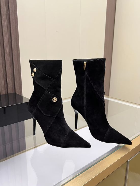 Versace Suede Upper High Heel Ankle Boots