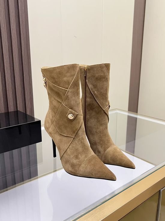 Versace Suede Upper High Heel Ankle Boots