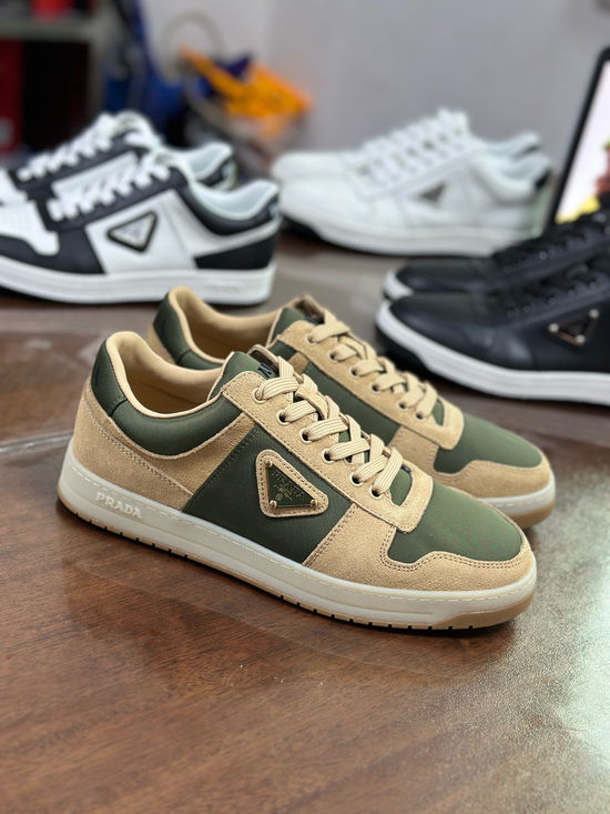 Prada Premium Leather Sneakers with Lightweight Flexible Sole