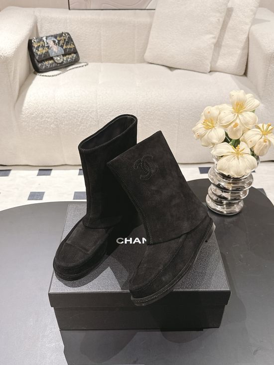 Chanel Suede Flat Boots Soft Comfortable Anti-Slip Durable