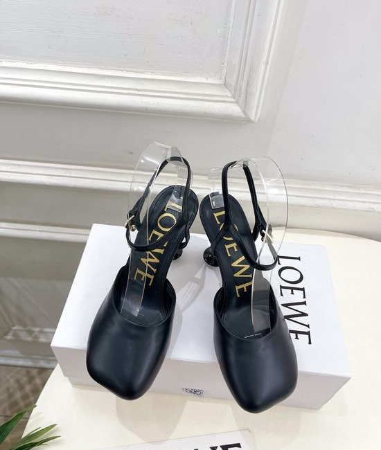 Loewe Ankle Strap Soft Leather Ballet Flat Shoes