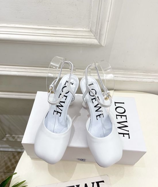 Loewe Ankle Strap Soft Leather Ballet Flat Shoes