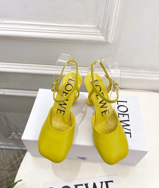 Loewe Ankle Strap Soft Leather Ballet Flat Shoes