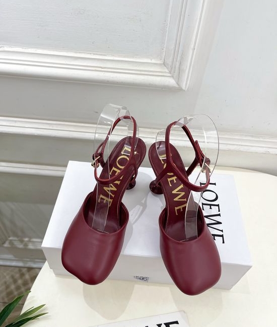 Loewe Ankle Strap Soft Leather Ballet Flat Shoes