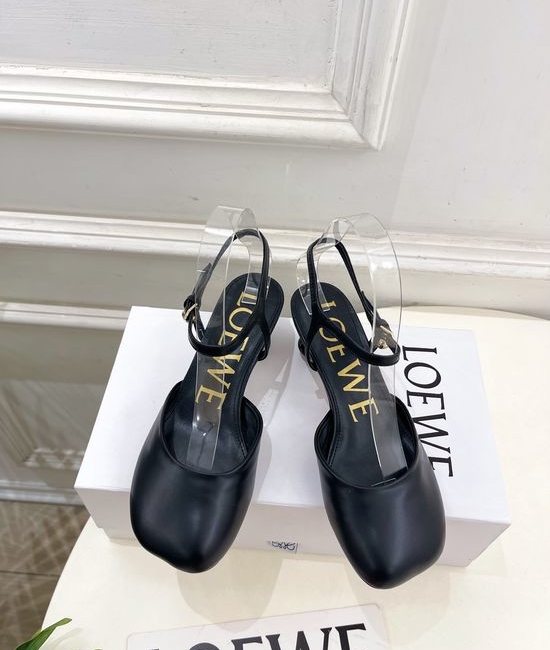 Loewe Ankle Strap Soft Leather Ballet Flat Shoes